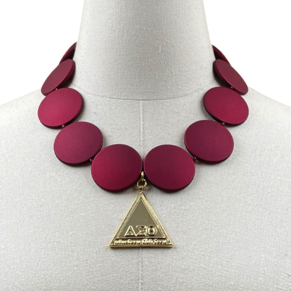 Delta Red Faux Leather Single Strand Necklace DELTA Necklaces Cerese D, Inc. Gold  