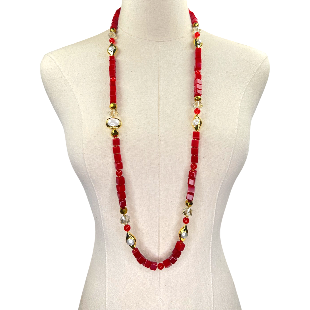 Carmine Red Necklace Necklaces Cerese D, Inc.   
