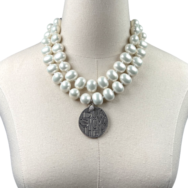 Delta Classic Pearl Double Necklace DELTA Necklaces Cerese D Jewelry Silver Funky DBL 