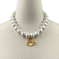 AKA Classic Pearl Single Necklace AKA Necklaces Cerese D Jewelry Gold Leaf 