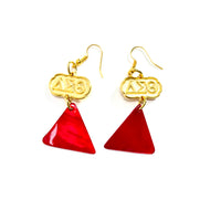 Delta Red Pyramid Earrings Delta Earrings Cerese D, Inc. Gold  