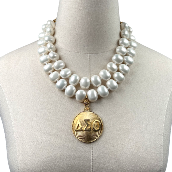 Delta Classic Pearl Double Necklace DELTA Necklaces Cerese D Jewelry Gold Radiant DBL 