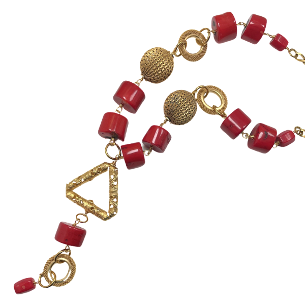 Delta 1913 Red Coral Tassel Necklace DELTA Necklaces Cerese D Jewelry   