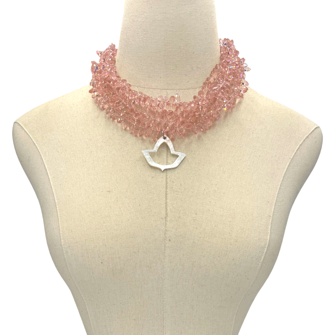 AKA Pink Snaps Necklace AKA Necklaces Cerese D, Inc. Silver  