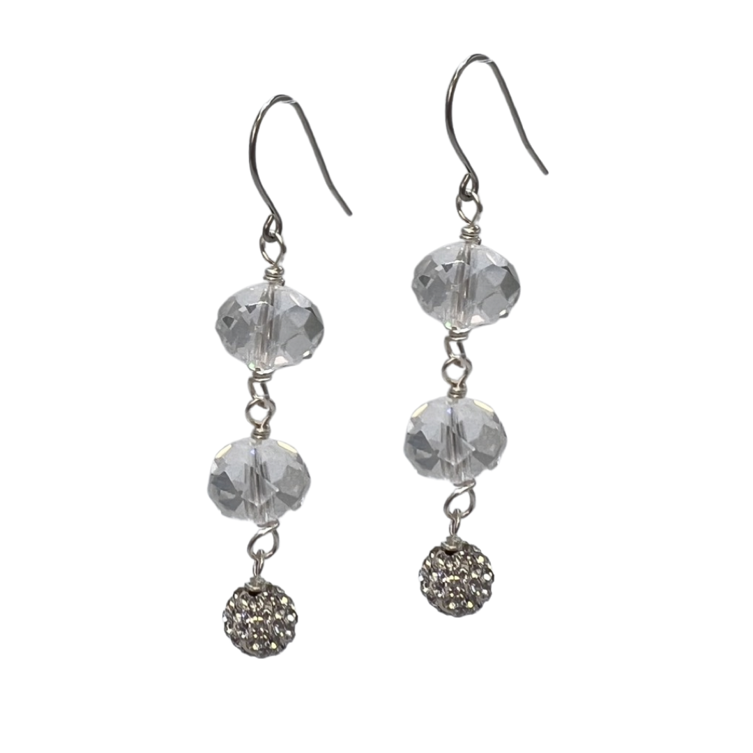 Casper Earring Earrings Cerese D, Inc. Clear Crystal Silver 