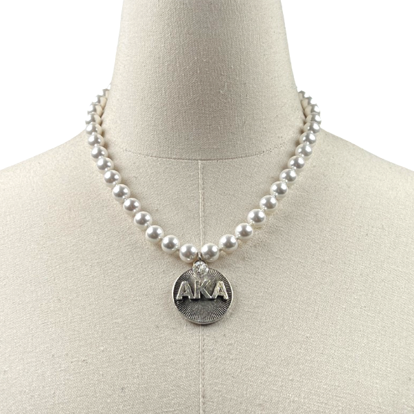 AKA Classic Pearl 10 Necklace AKA Necklaces Cerese D Jewelry Silver Radiant 