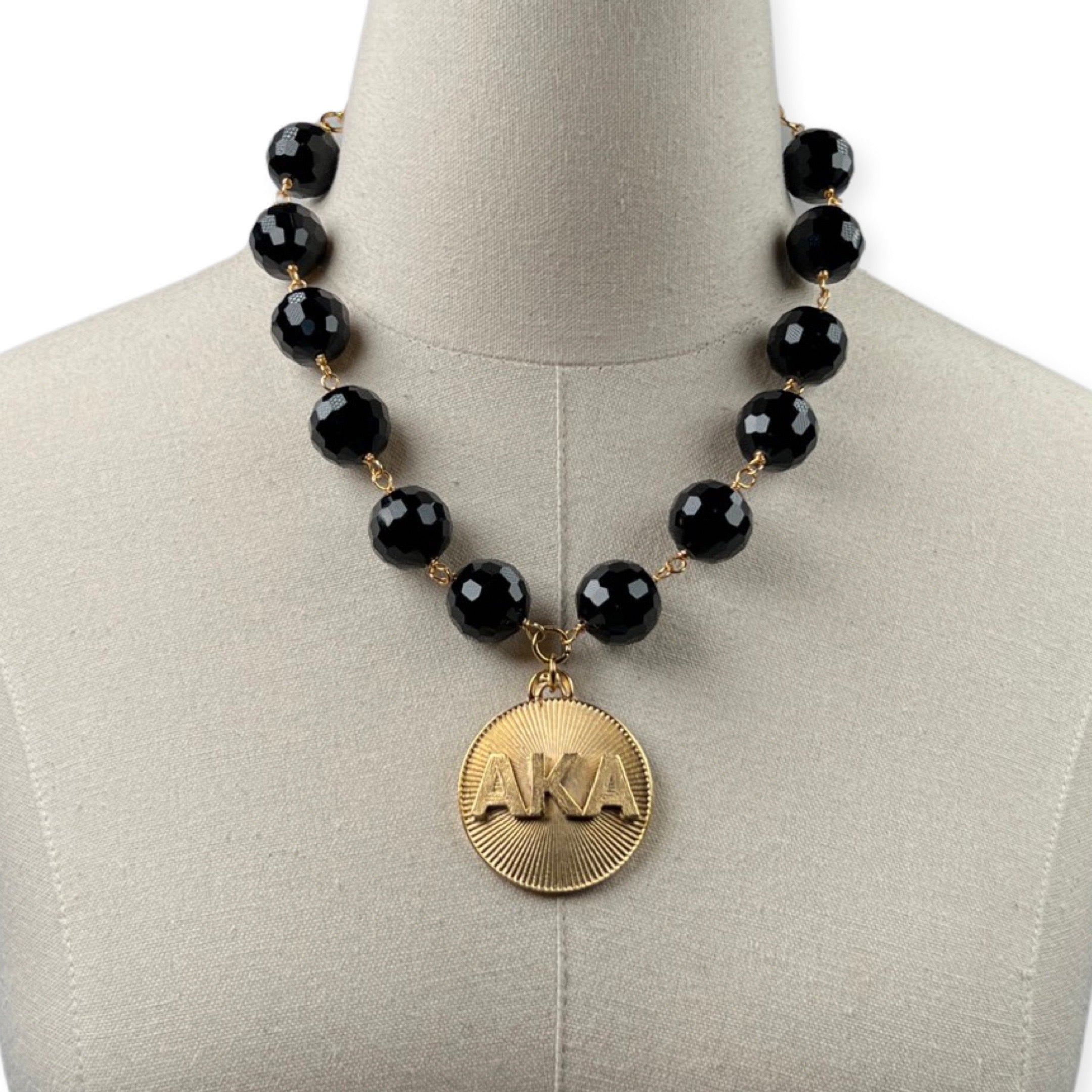 AKA Sweet Black Necklace AKA Necklaces Cerese D, Inc. Gold  