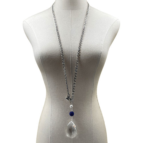 Zeta Dove Crystal Teardrop Necklace Zeta Necklace Cerese D Jewelry   