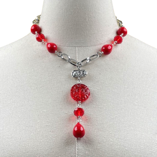Delta Fantastic Red Necklace DELTA Necklaces Cerese D, Inc. Option A - Y Style Silver 