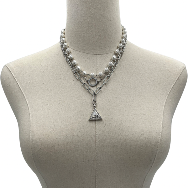 Delta Pearl Champagne Necklace DELTA Necklaces Cerese D, Inc. Silver  