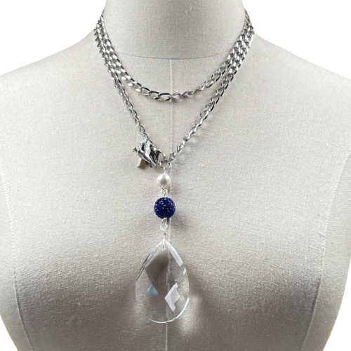 Zeta Dove Crystal Teardrop Necklace Zeta Necklace Cerese D Jewelry   