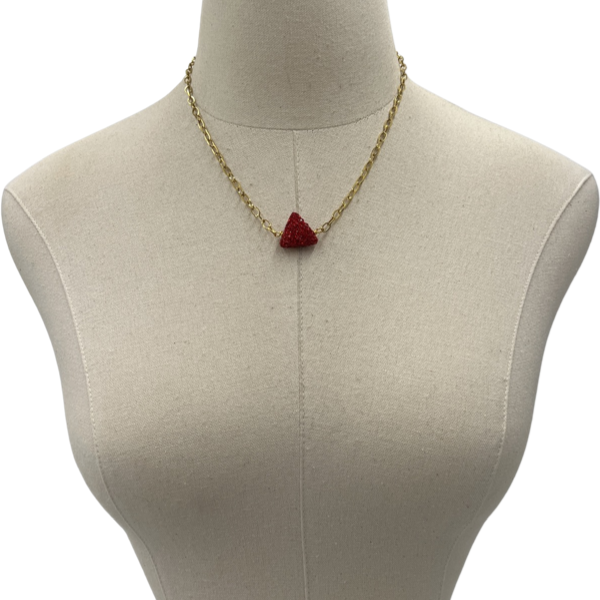 Pyramid Goddess Red Pave Necklace DELTA Necklaces Cerese D Jewelry Gold  