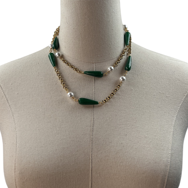 Green Droplet Necklace LINKS Necklaces Cerese D, Inc.   