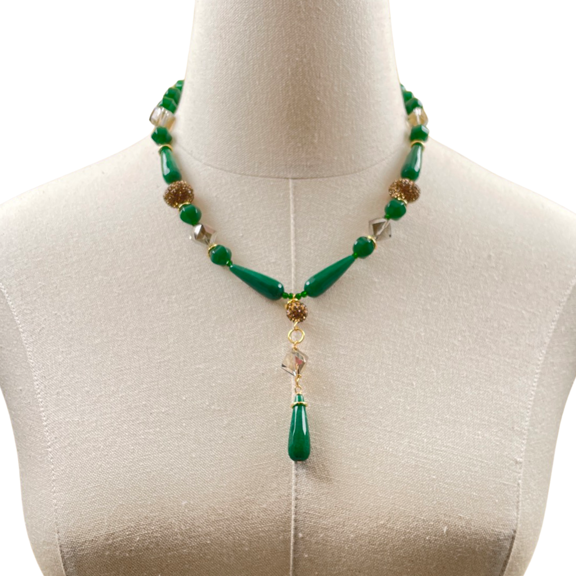 Green Jade Living Night Necklace Necklace Cerese D, Inc. A  