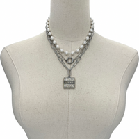 Links Pearl Champagne Necklace LINKS Necklaces Cerese D, Inc. Silver  