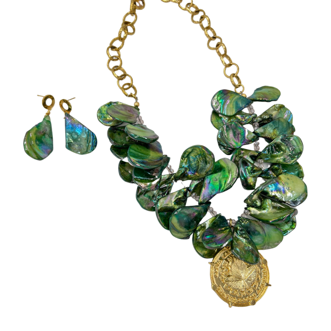 AKA Kale Necklace AKA Necklaces Cerese D, Inc. Gold  