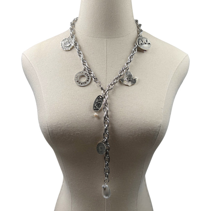 AKA Charm Lariat Necklace AKA Necklaces Cerese D, Inc. Silver  