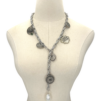 Links Charm Lariat Necklace LINKS Necklaces Cerese D, Inc. Silver  