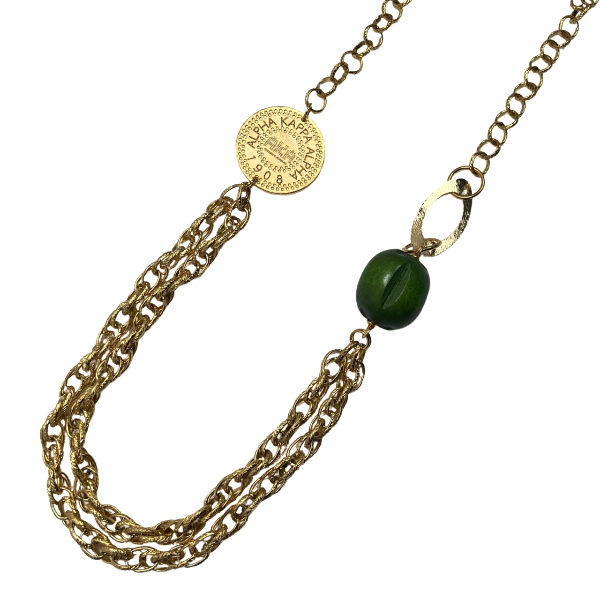 AKA Stunning Green Wood Chain Necklace AKA Necklaces Cerese D, Inc.   