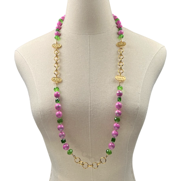 AKA Summer Pink Agate Necklace Set AKA Necklaces Cerese D, Inc.   