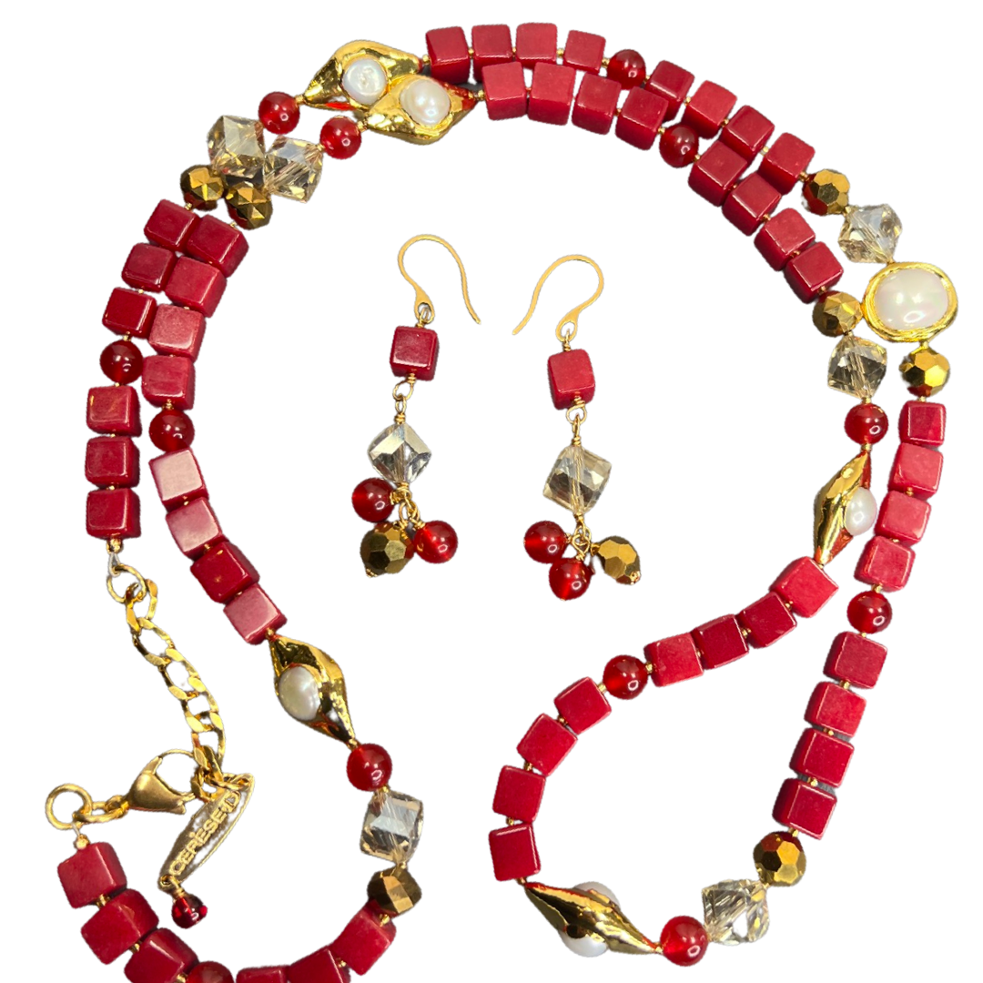 Carmine Red Necklace Necklaces Cerese D, Inc.   