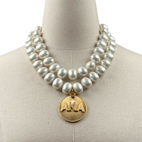 AKA Classic Pearl Double Necklace AKA Necklaces Cerese D Jewelry Gold Radiant DBL 