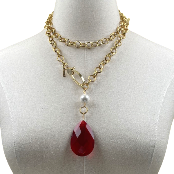 Delta Fortitude Teardrop Chain Necklace DELTA Necklaces Cerese D, Inc. Gold  