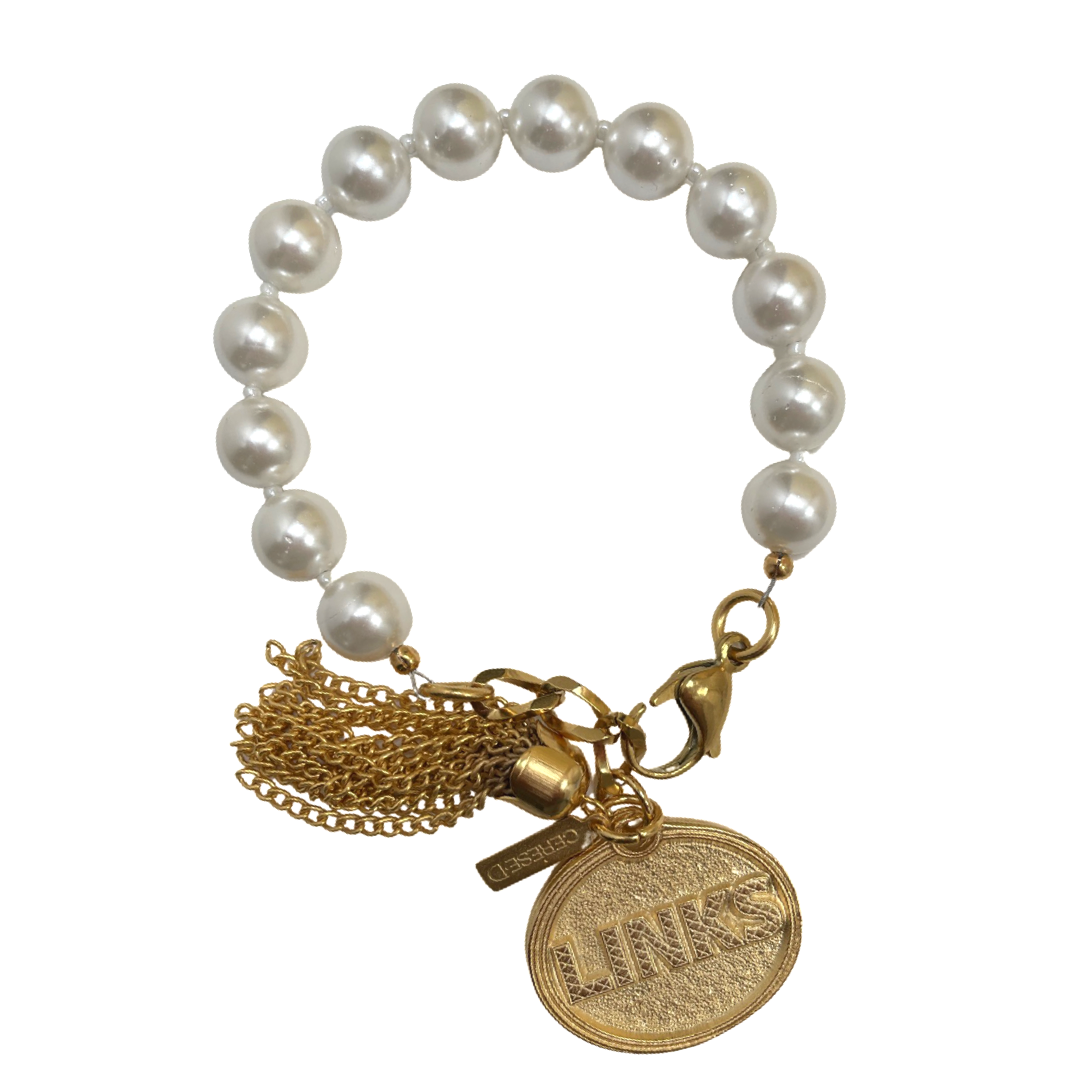 Links Classic Pearl 10 Bracelet LINKS Bracelets Cerese D Jewelry Gold Oval 