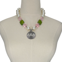 AKA Ready Necklace AKA Necklaces Cerese D, Inc. Silver Style B Xtra pink 