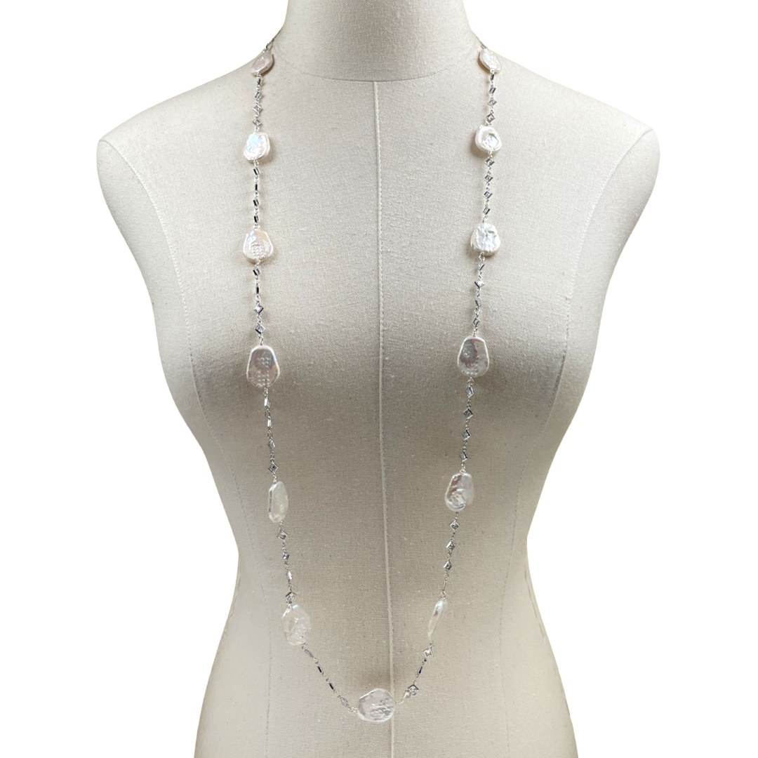 Lady Bird White Freshwater Coin Pearl Necklace Set