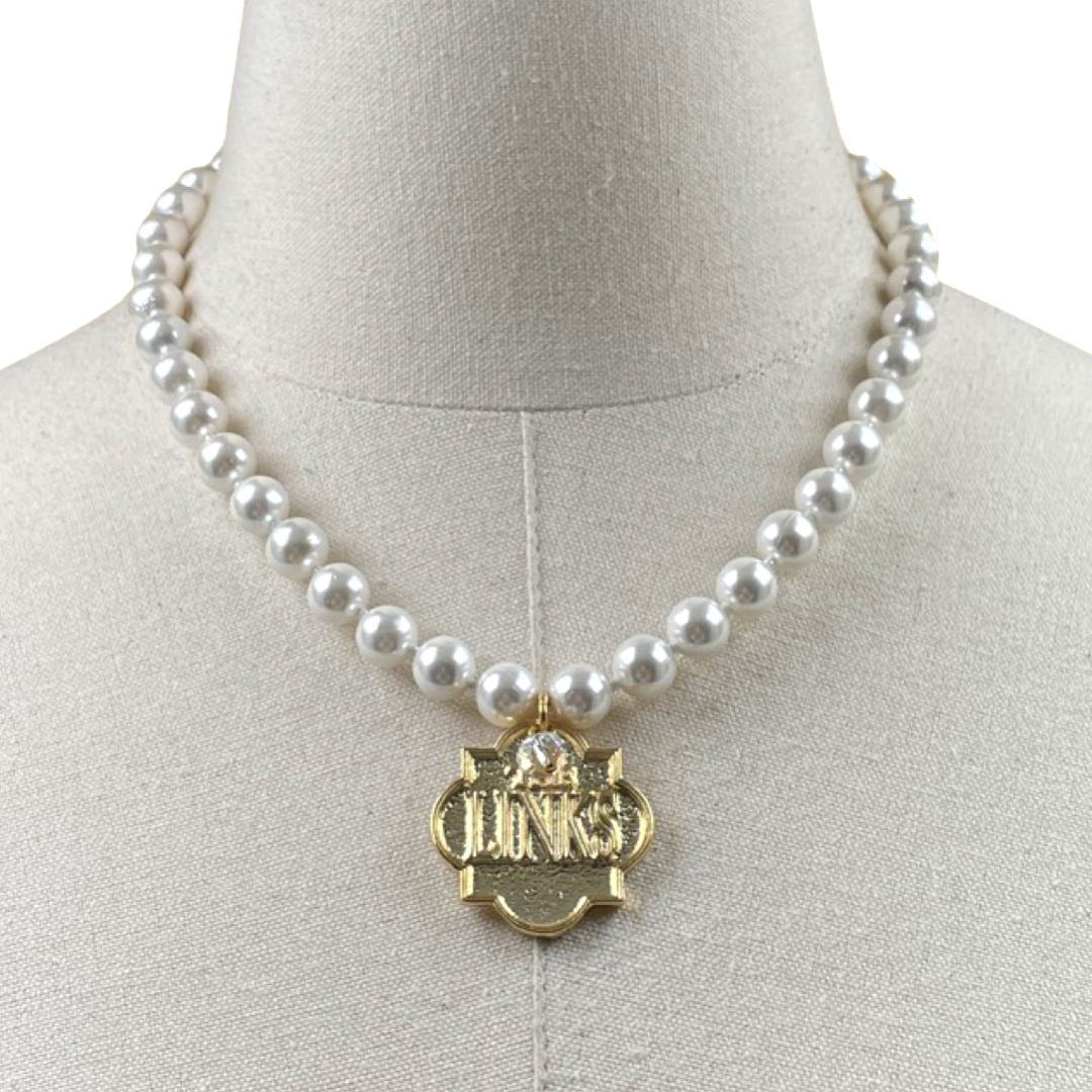 Links Classic Pearl 10 Necklace LINKS Necklaces Cerese D Jewelry Gold Shield 