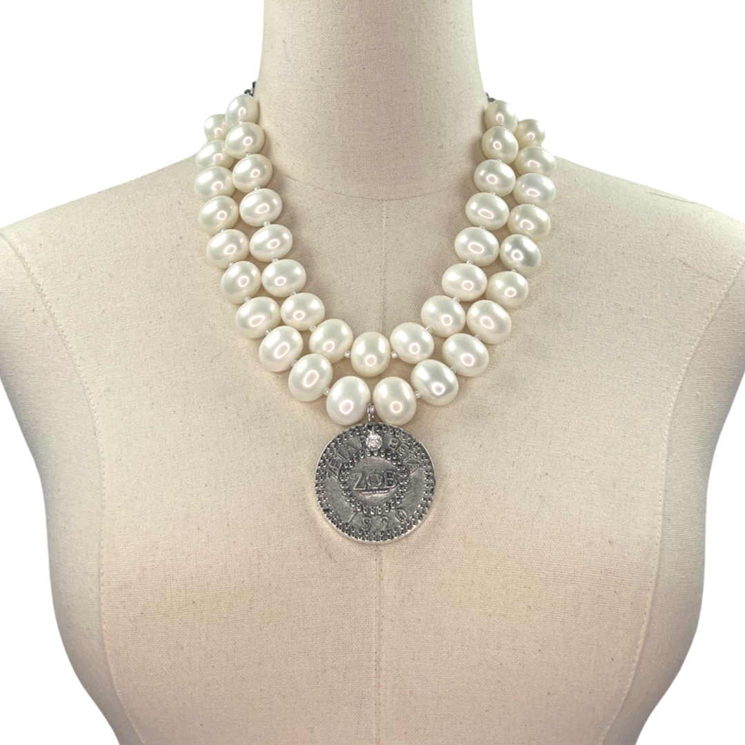 Zeta Classic Pearl Double Necklace Zeta Necklace Cerese D Jewelry Modern DBL  