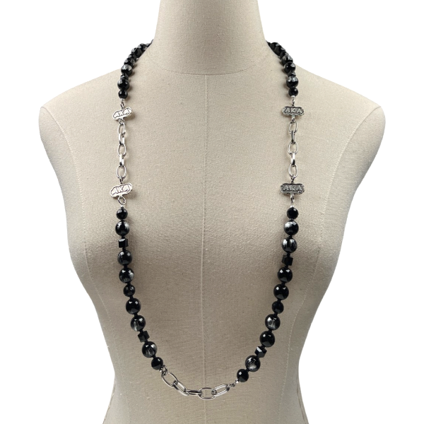 AKA Black Ajambo Agate Necklace Set AKA Necklaces Cerese D, Inc.   