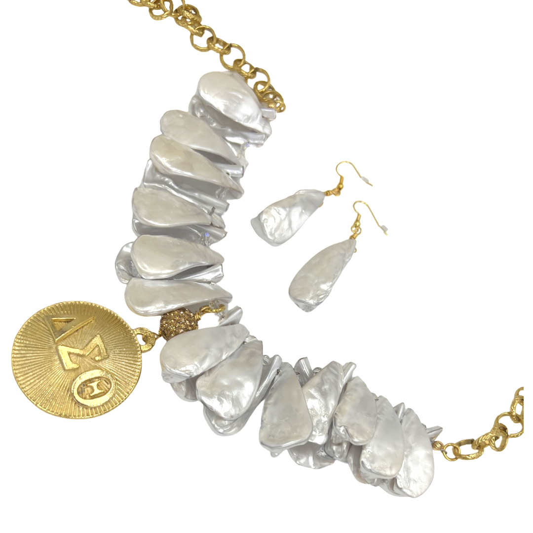 Delta White Shadow Necklace DELTA Necklaces Cerese D, Inc. Gold  