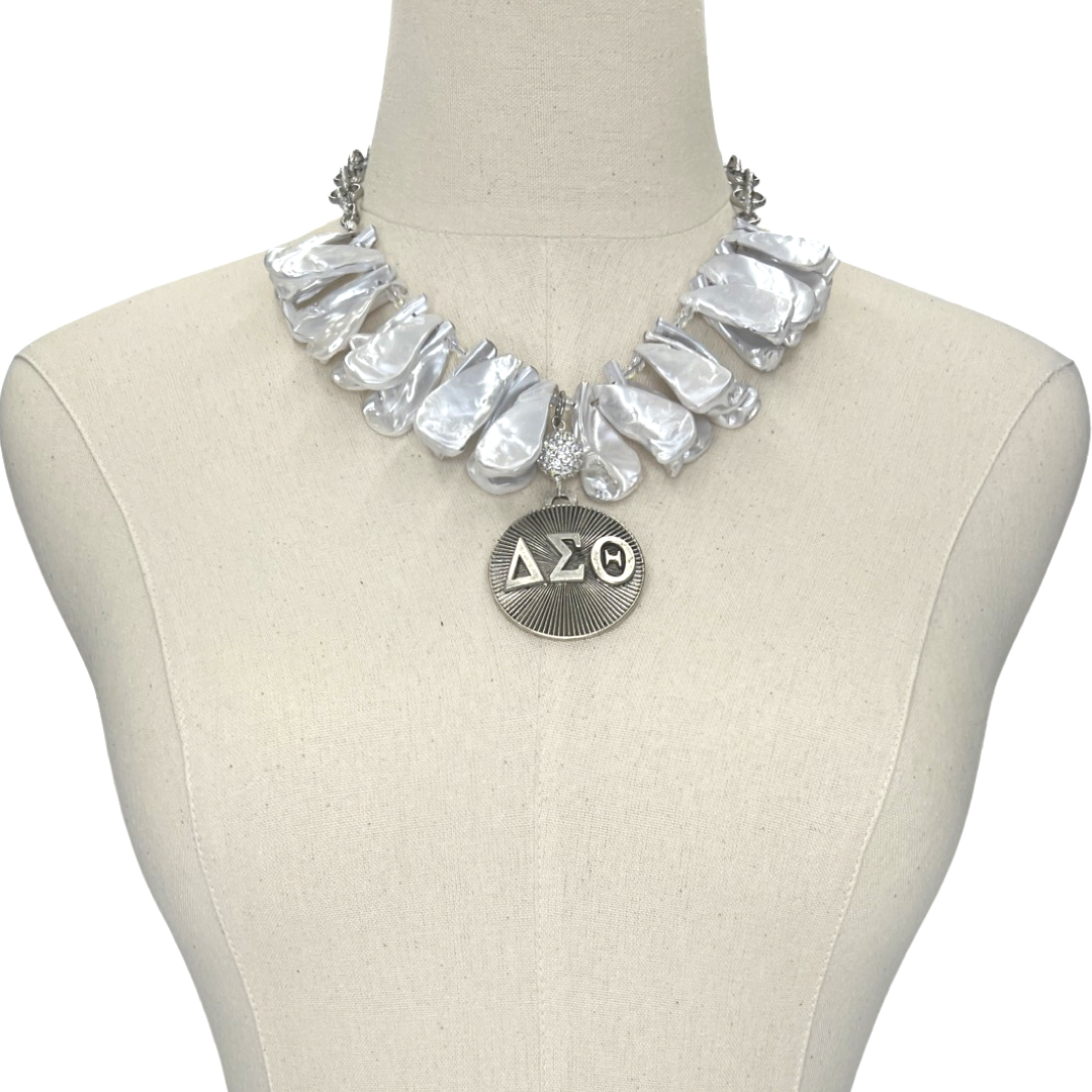 Delta White Shadow Necklace DELTA Necklaces Cerese D, Inc. Silver  