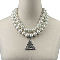 Delta Classic Pearl Double Necklace DELTA Necklaces Cerese D Jewelry Silver Pyramid DBL 