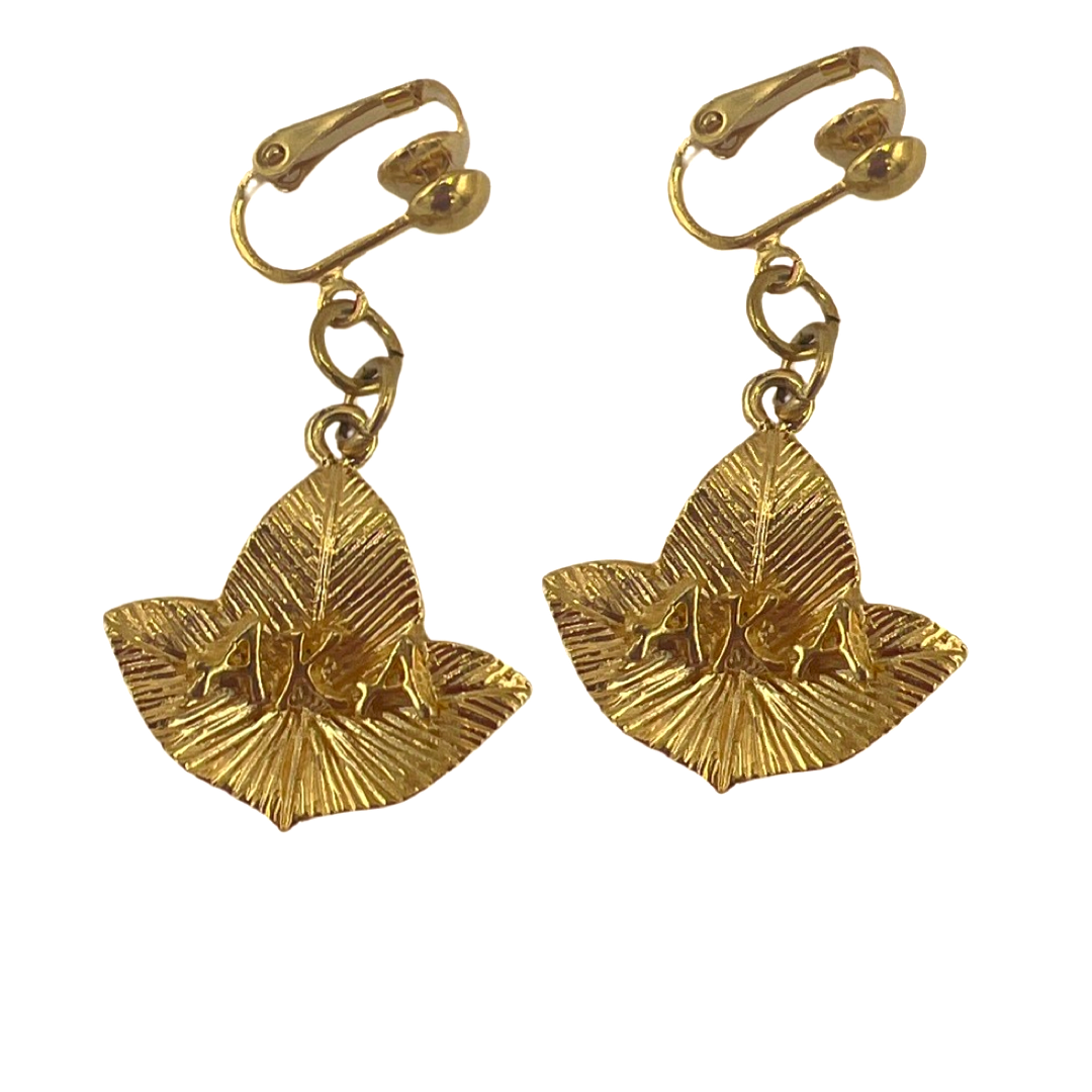 AKA Small Ivy Leaf Earring AKA Earrings Cerese D Jewelry Gold Smaller Clip On 