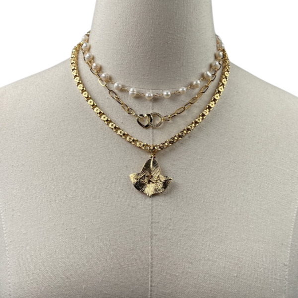 AKA Blanco Trio Necklace AKA Necklaces Cerese D, Inc. Gold  