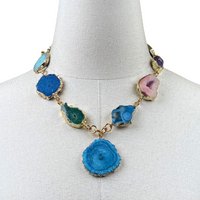 Colette Vivid Agate Druze Necklace Necklaces Cerese D, Inc. Option B  