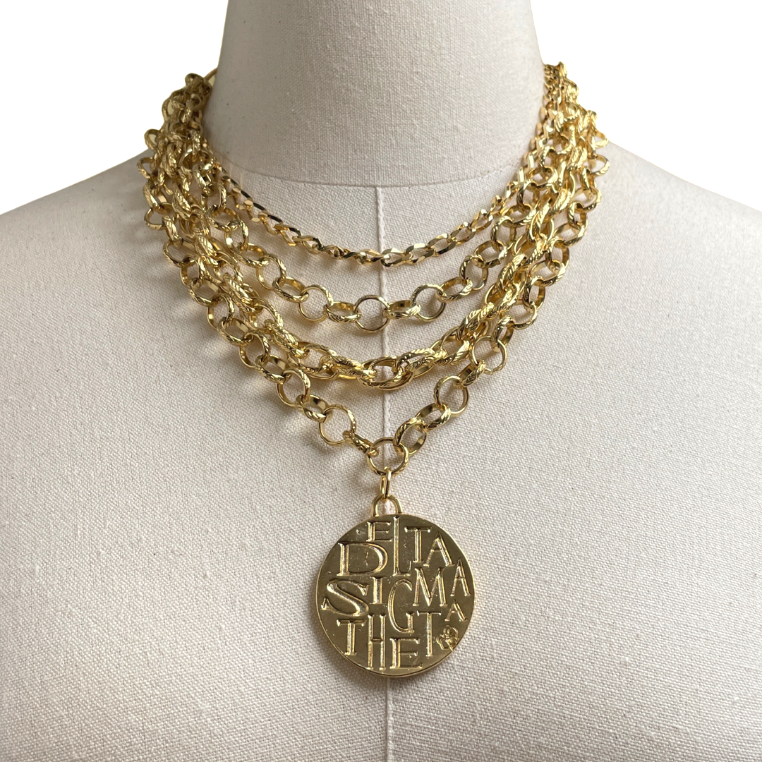 Delta Classic Beat Necklace DELTA Necklaces Cerese D, Inc. Gold Funky  