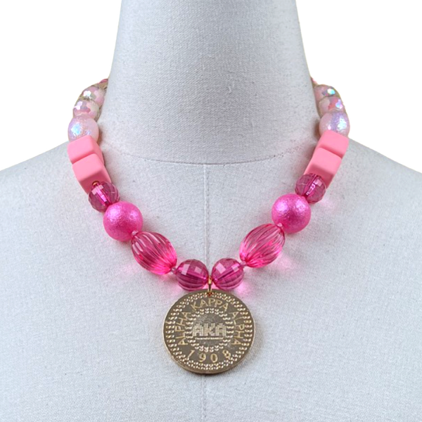 AKA Pink Ombre Necklace Set AKA Necklaces Cerese D, Inc. Gold  
