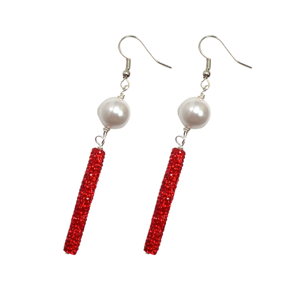 Redz Pave Sticks Earrings Earrings Cerese D, Inc. Silver  