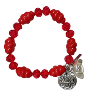 Delta J13 Red Acrylic Stretch Bracelet DELTA Bracelets Cerese D Jewelry Silver  