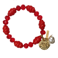 Delta J13 Red Acrylic Stretch Bracelet DELTA Bracelets Cerese D Jewelry Gold  