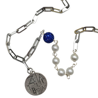 Zeta 5 Pearl Paper Clip Necklace Zeta Necklace Cerese D Jewelry   